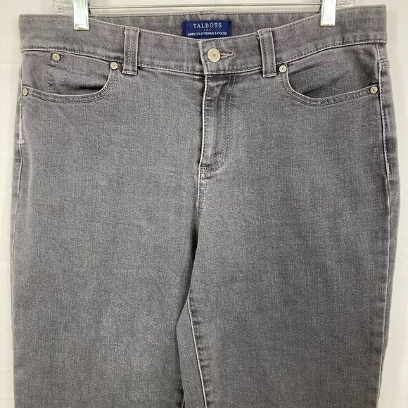 Talbots Jeans Womens Sz 10 Gray Simply Flattering 5 Pocket Cotton Stretch Taper - Picture 2 of 10